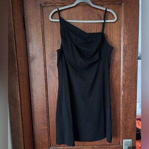 COS black asymmetrical mini spaghetti strap dress - size L